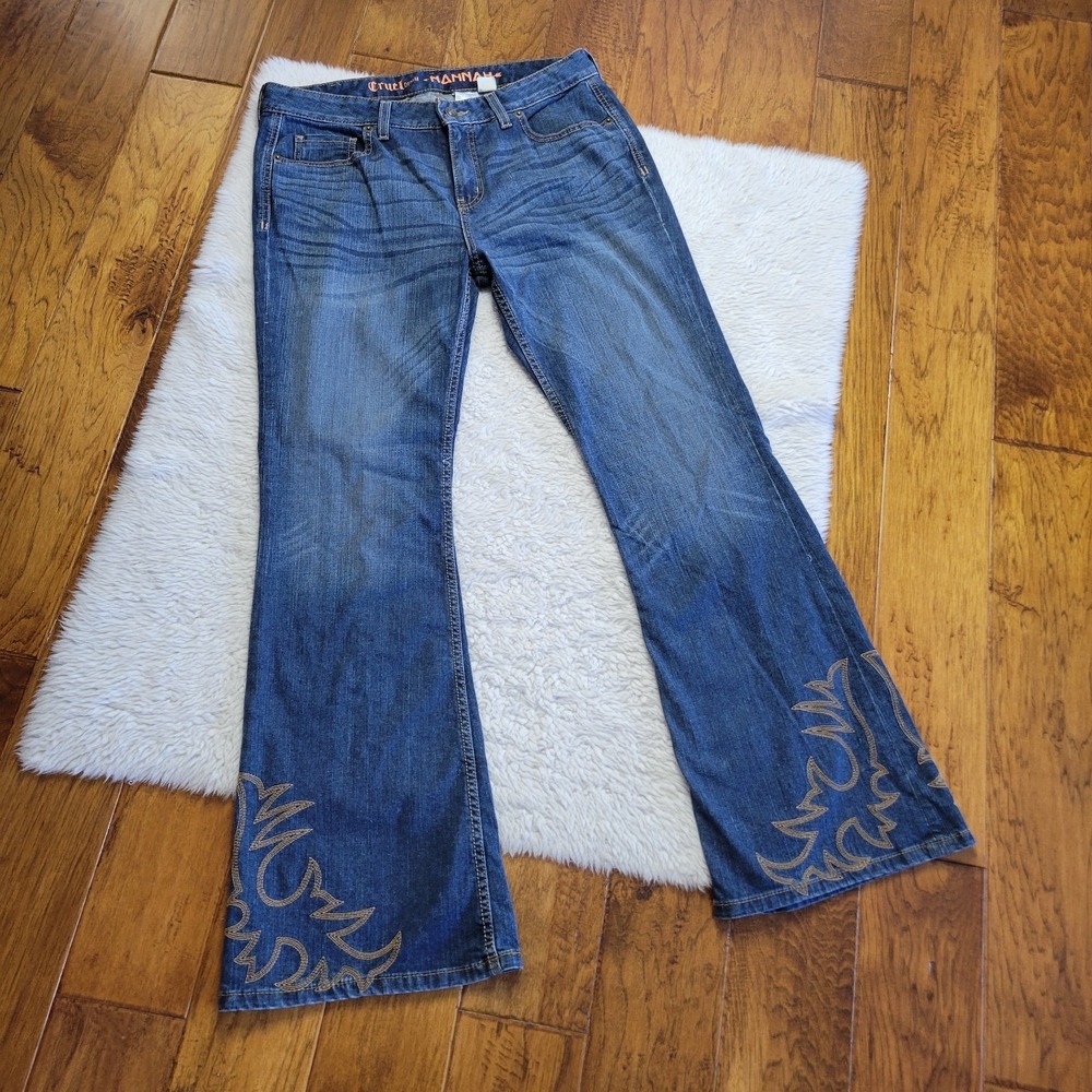 Cruel Denim Hannah Jeans Women's 32/ 13 L Bell Bottom Flare Leg Embroidered